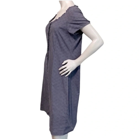 The Territory Ahead Eyelet Gray Blue Short Sleeve Scoop Neck Dress Size 12 - Picture 4 of 7